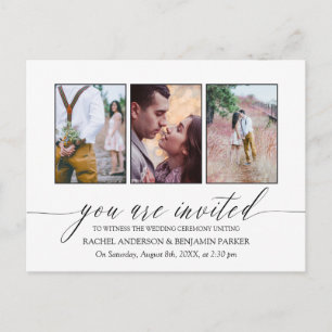 Faire-part de mariage en collage de photos noir et