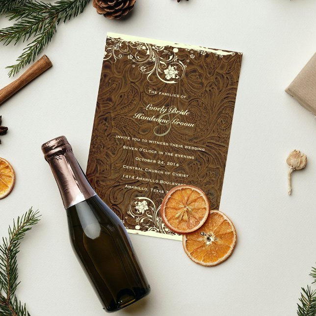 Faire-part de mariage en cuir à outils Cowboy (Créateur téléchargé)