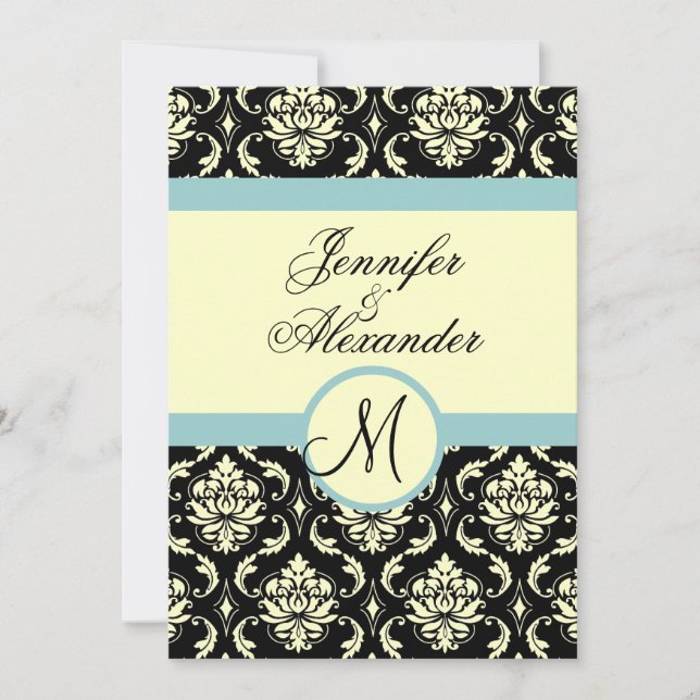 Faire-part de mariage en damasqué avec monogramme  (Devant)