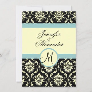 Faire-part de mariage en damasqué avec monogramme