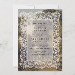Faire-part de mariage en dentelle antique Beaux-Ar