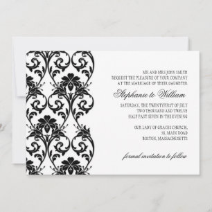 Faire-part de mariage en dentelle noire vintage