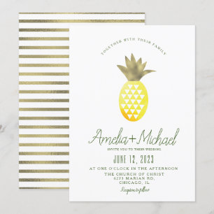 Faire-part de mariage en faux foil Tropic Pina Ana