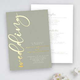Faire-part de mariage en feuille de papier vert sa