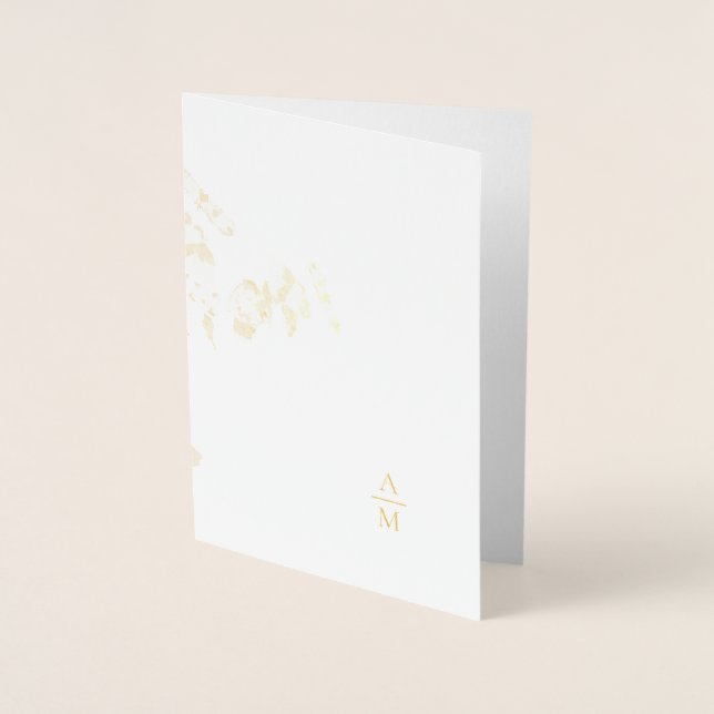Faire-part de mariage en feuille d'or plié Eucalyp (Devant)