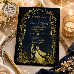 Faire-part de mariage en feuille d'or Starlight Sy