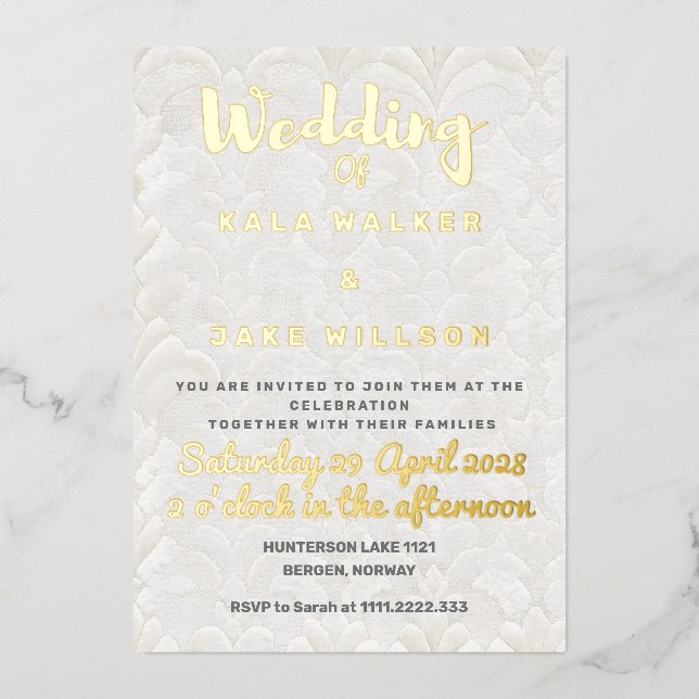 Faire-part de mariage en feuille d'or Tan Light St (Recto)