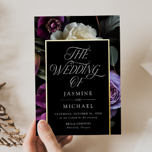 Faire-part de mariage en feuille métallisée floral