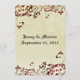 Faire-part de mariage en filigrane rouge