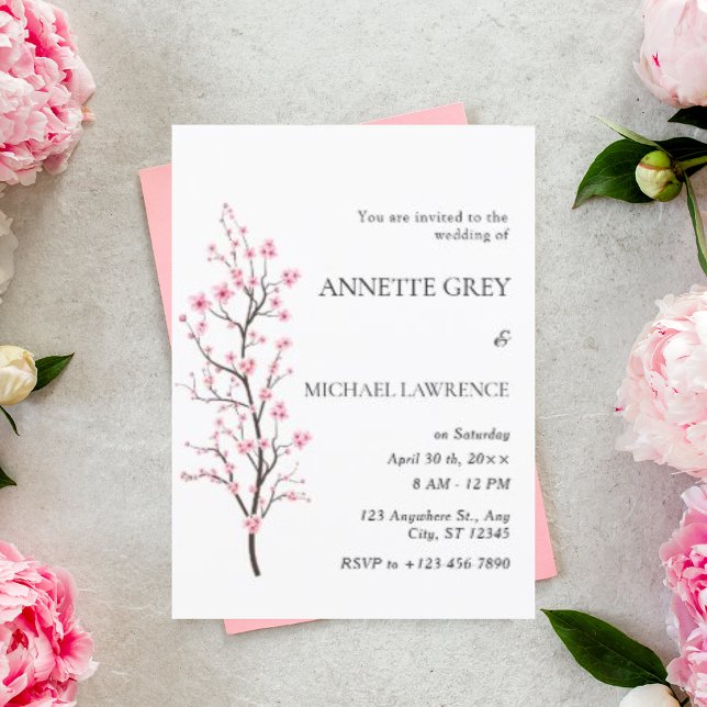 Faire-part de mariage en fleurs de cerisier printe (Créateur téléchargé)