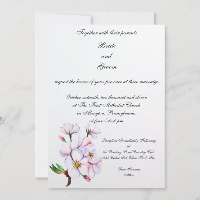 Faire-part de mariage en fleurs de cerisiers PMACa (Devant)