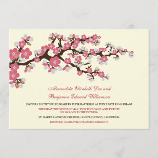 Faire-part de mariage en fleurs de cerisiers (rose