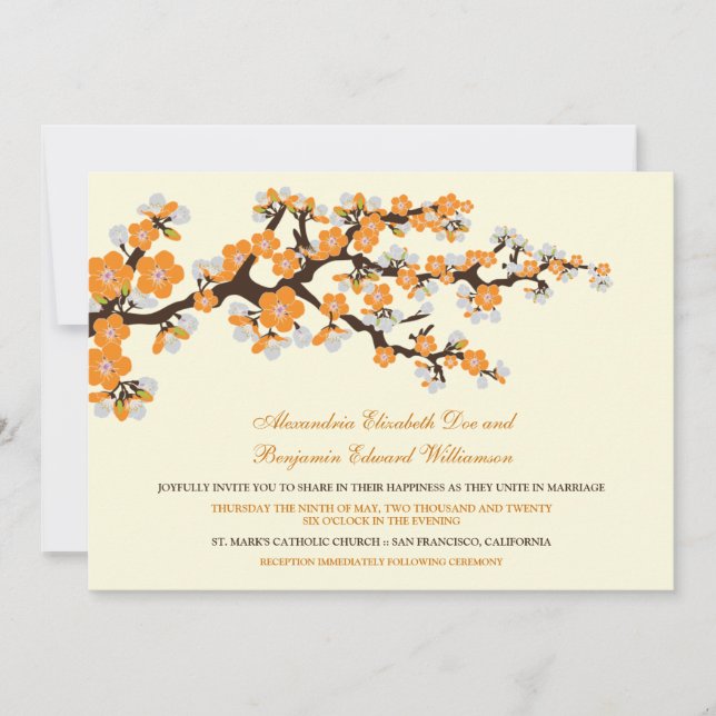 Faire-part de mariage en fleurs de cerisiers (tang (Devant)
