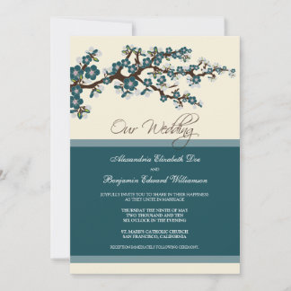 Faire-part de mariage en fleurs de cerisiers (turq