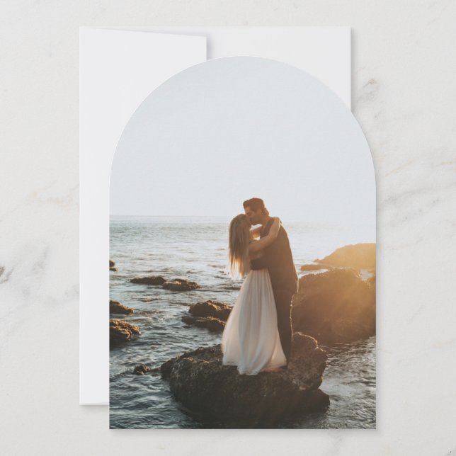 Faire-part de mariage en forme d'arche de photo (Dos)