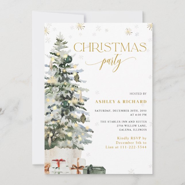 Faire-part de mariage en forme de sapin de Noël (Devant)