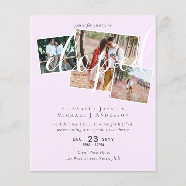 Faire-part de Mariage en fuite à petit BUDGET Coll (Devant)