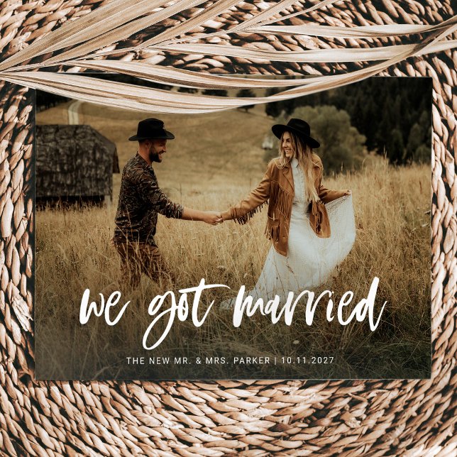 Faire-part de mariage en fuite avec photo et écrit (Créateur téléchargé)