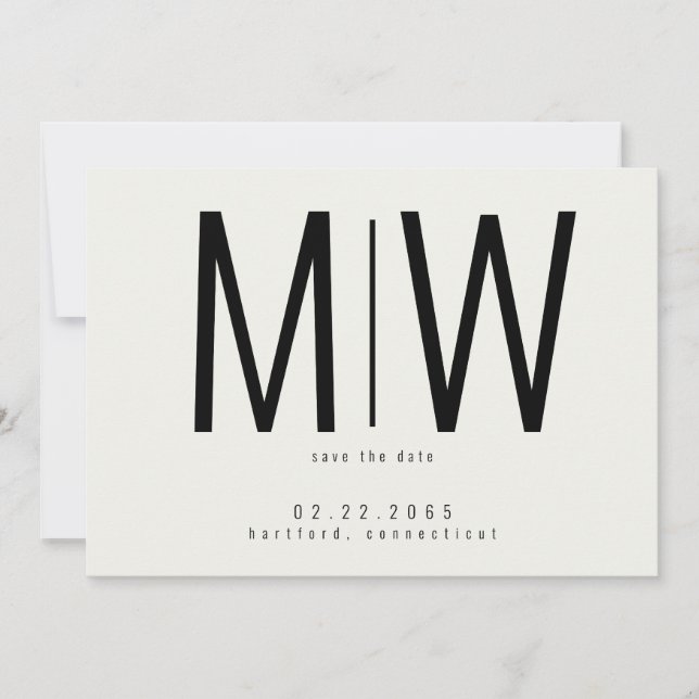 Faire-part de mariage en gros monogramme crème II (Devant)