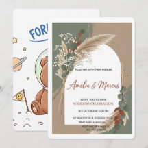 Faire-part de mariage en herbe de Pampas Bohème
