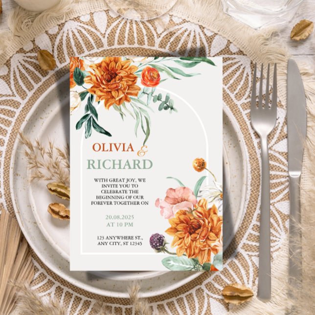 Faire-part de mariage en herbe de Pampas Boho text (Créateur téléchargé)