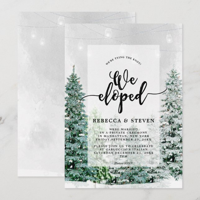 faire-part de mariage en hiver noël en fuite (Devant / Derrière)