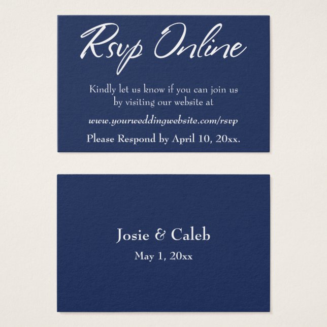 Faire-part de mariage en ligne Insert White Script (Devant & derrière)
