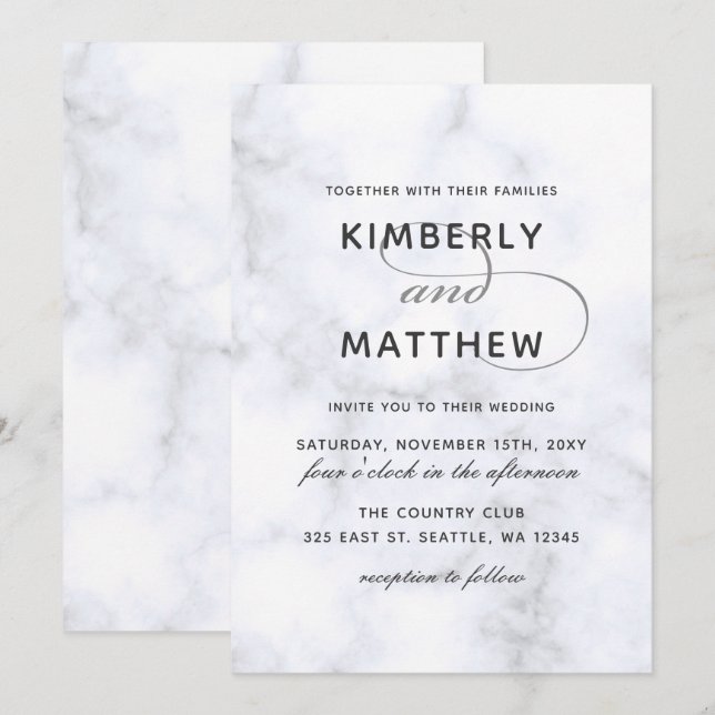 Faire-part de mariage en marbre (Devant / Derrière)