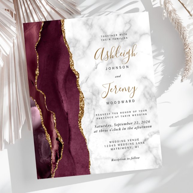 Faire-part de mariage en marbre agate dorée de Bou (Créateur téléchargé)