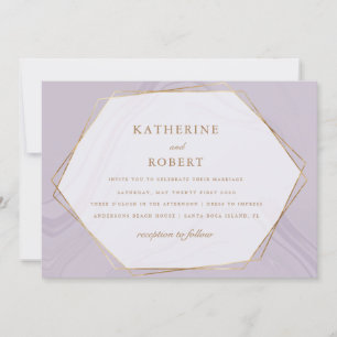 faire-part de mariage en marbre géomatique or