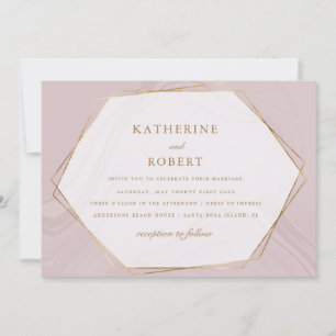 faire-part de mariage en marbre géomatique or
