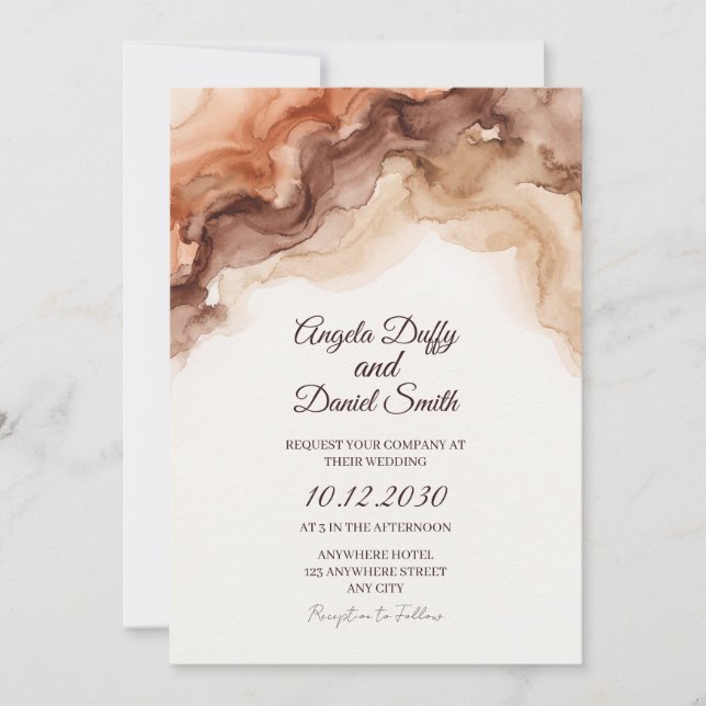 Faire-part de mariage en marbre terracotta (Devant)