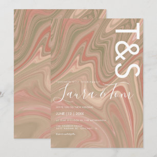 Faire-part de mariage en marbre typographie terre 