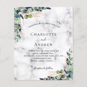 Faire-part de mariage en marbre vert Eucalyptus