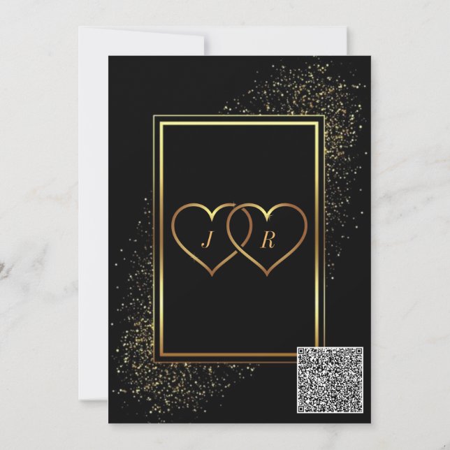 Faire-part de mariage en or noir avec code QR (Dos)
