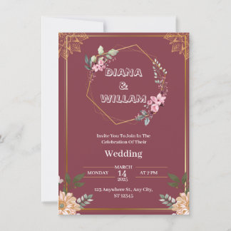 Faire-part de mariage en or rouge esthétique