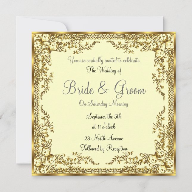Faire-part de mariage en or unique et élégant (Devant)