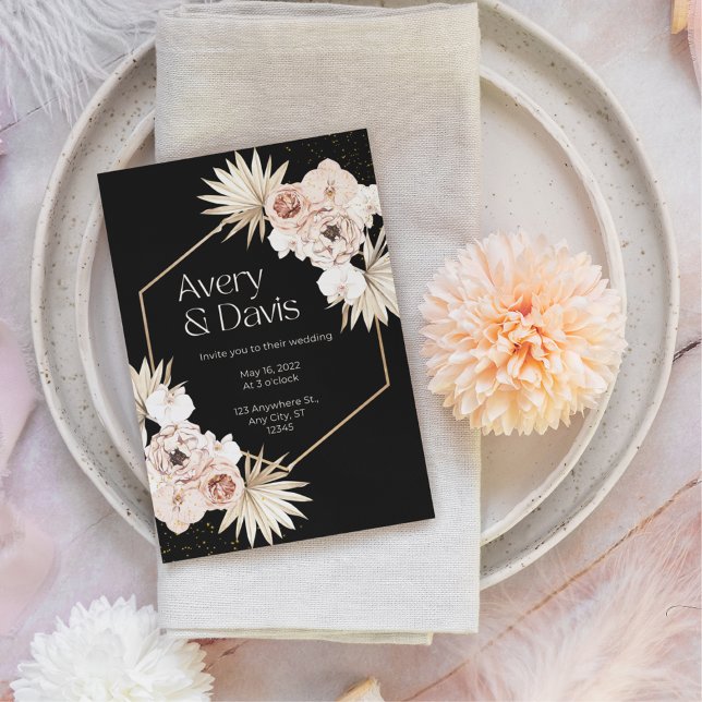 Faire-part de mariage en pampas esthétique Rose Do (Créateur téléchargé)