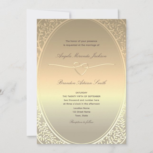 Faire-part de mariage en papier doré avec QR Code (Devant)