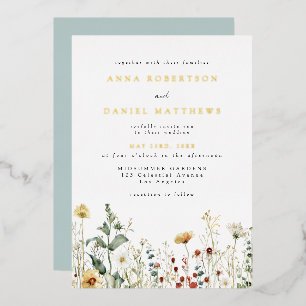 Faire-part de mariage en papier métallisé avec cha
