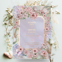 Faire-part de mariage en papier métallisé lavande 