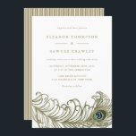 Faire-part de mariage en plume de paon en Whimsica<br><div class="desc">Invitation personnalisable avec illustration en plumes de paon blanc. Zone d'éléments correspondants disponible.</div>
