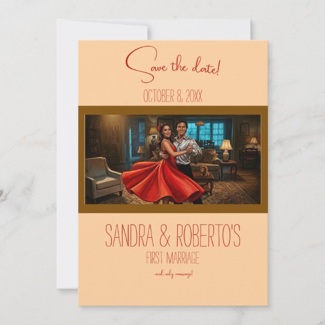 Faire-part de mariage en robe rouge Tango pour ann (Devant)