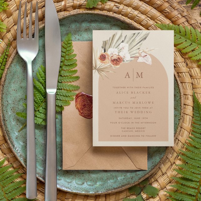 Faire-part de mariage en terre cuite à monogramme  (Créateur téléchargé)