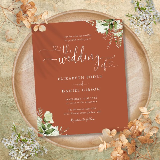Faire-part de mariage en terre cuite avec verdure (Budget Greenery Terracotta Wedding Invitation)