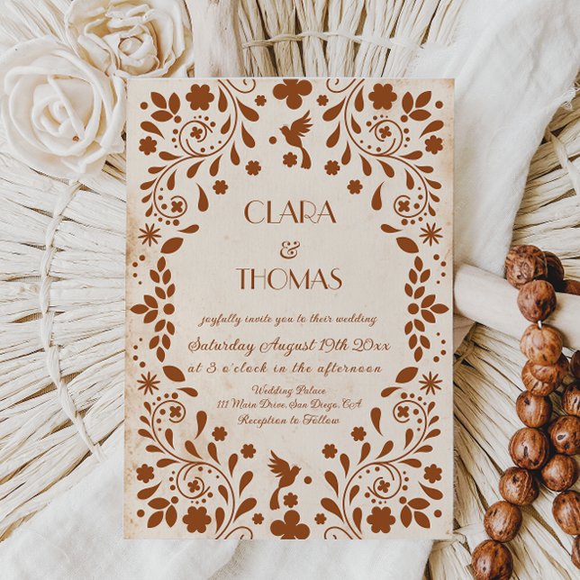 Faire-part de mariage en terre cuite beige Fiesta  (Créateur téléchargé)