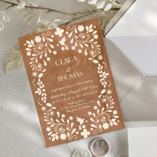 Faire-part de mariage en terre cuite beige mexicai