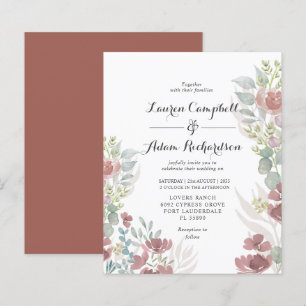 Faire-part de mariage en terre cuite florale rusti