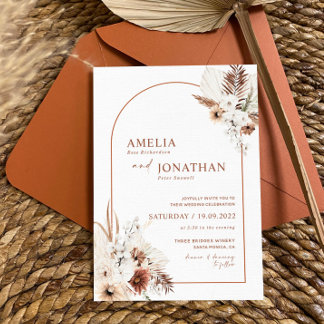 Faire-part de mariage en terre cuite rustique Boho