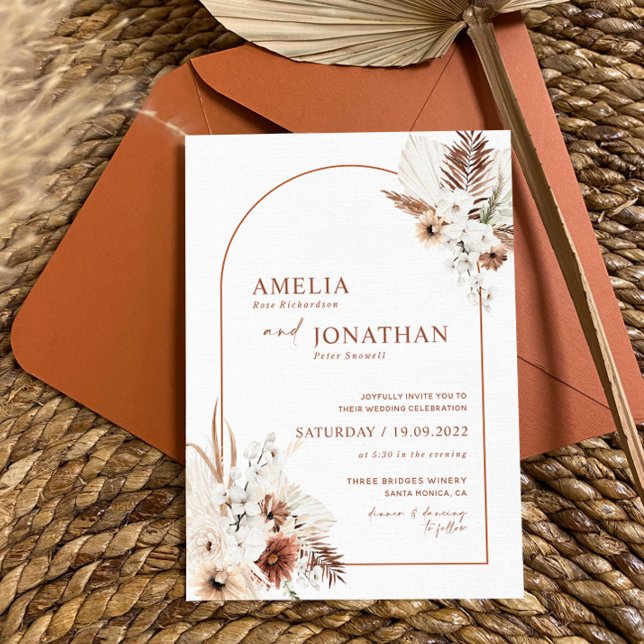 Faire-part de mariage en terre cuite rustique Boho (Créateur téléchargé)